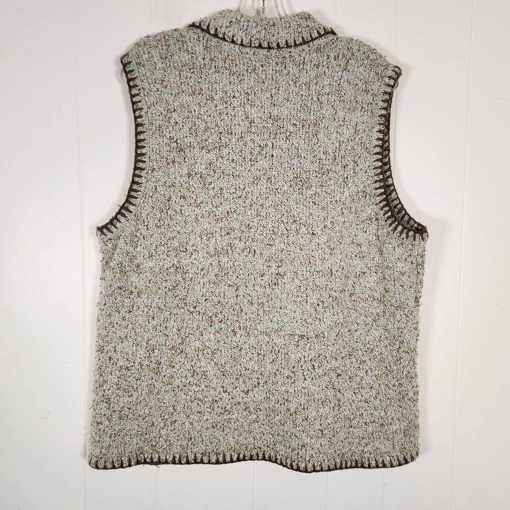 Vtg Christopher & Banks Hand Embroidered Oatmeal Zipper Sweater Vest Size 1x - Picture 3 of 16
